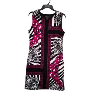 Voir Voir Hot Pink, White & Black Sleeveless Dress